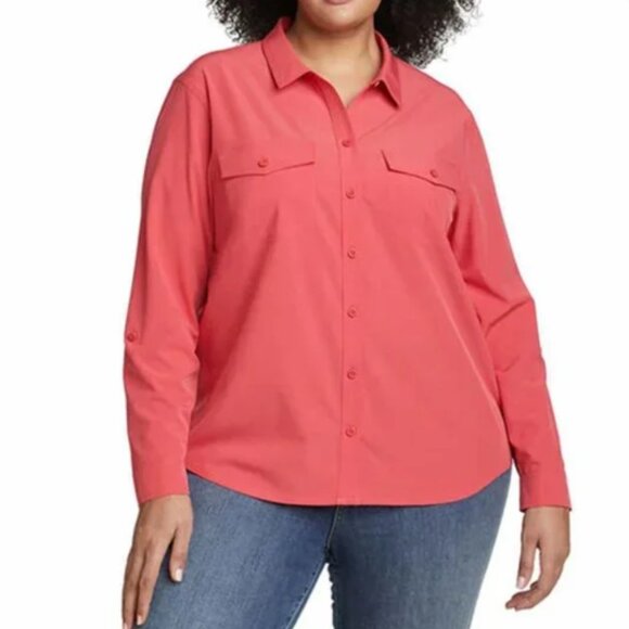 Eddie Bauer Departure Long Sleeve Top Women Size XXL 2XL Classic Fit Button Down - Picture 1 of 11